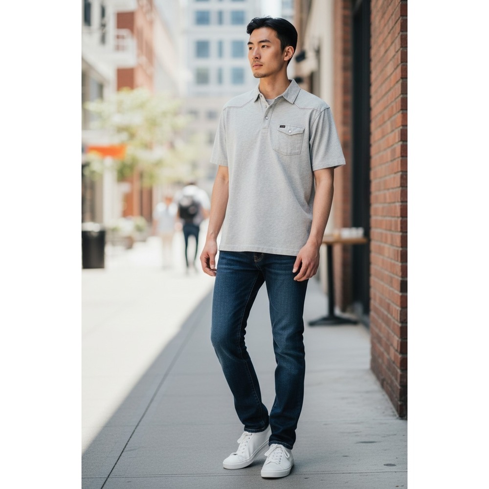 Howler Brothers H Bar B Pearl Snap Polo Shirt Mens M Heather Grey Western Yoke - Picture 11 of 11